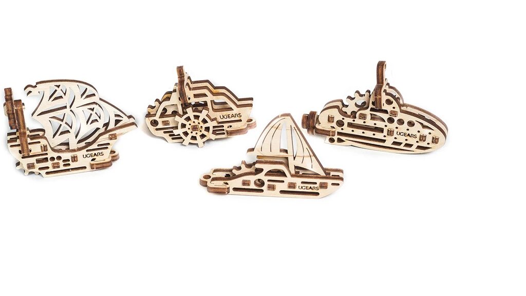 UTG0023 U-Fidget Ships Wooden 3D Model Kit - 4 Tribiks