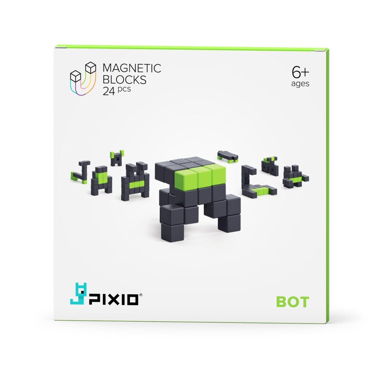 1050102  Bot - 24 Magnetic Blocks in 2 Colors | Magnetic Building Toy & STEM Construction Set + Free App