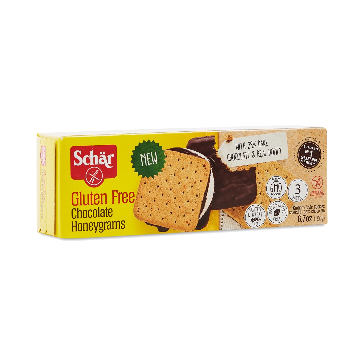 Picture of Schar 310724 Gluten Free Honeygrams Crackers Chocolate Cookie&#44; 6.7 oz - Pack of 6