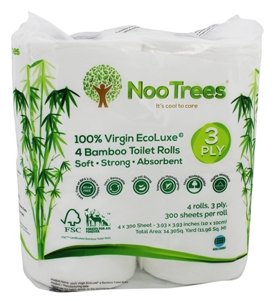 Picture of Nootrees 280764 Virgin Ecoluxe Bamboo 3-Ply Toilet Tissue&#44; 4 Rolls per Pack - 300 Sheet per Pack - Pack of 12