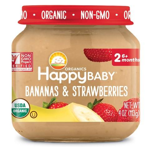 Picture of Happy Baby 318860 Stage 2 Banana Strwberry Clearly Crafted Baby Food in Jar&#44; 4 oz - Pack of 12