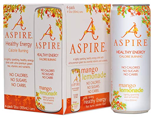 Picture of Aspire 292863 48 fl oz Mango Lemonade Energy Drink, 4 Per Pack - Pack of 6