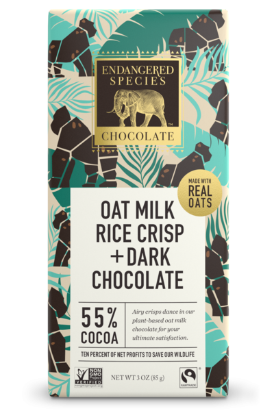 Picture of Endangered Species 00356696 3 oz Oat Milk Rice Crisp Dark Chocolate Bar - Pack of 12
