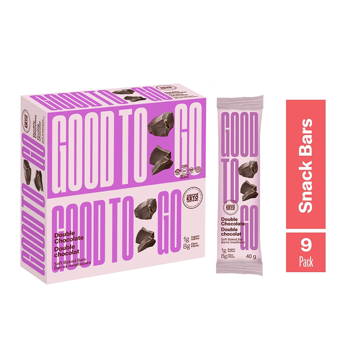 Picture of Good To Go 00357679 Double Chocolate Keto Bar - Pack of 9