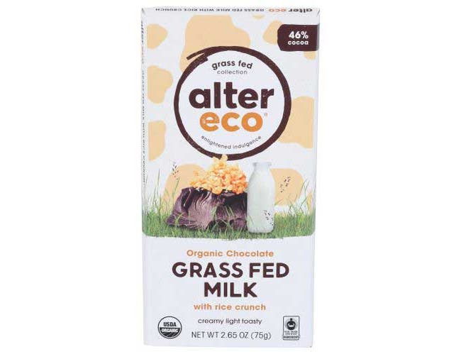 Picture of Alter Eco 00356282 Organic Grass Fed Milk Chocolate Bar with Rice Crunch - Pack of 12