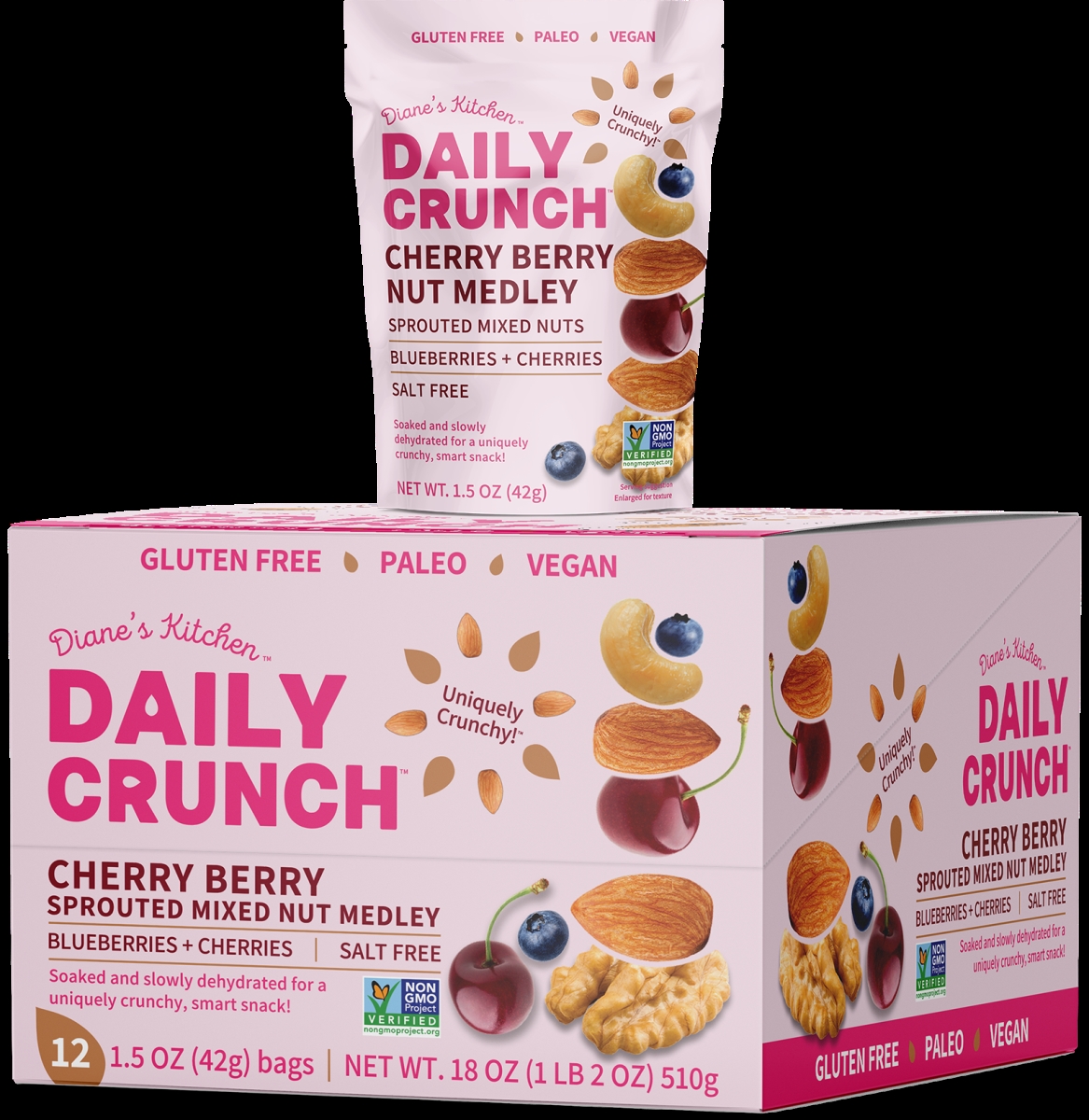 Picture of Daily Crunch 370819 1.5 oz Cherry Berry Nut Medley - Pack of 8