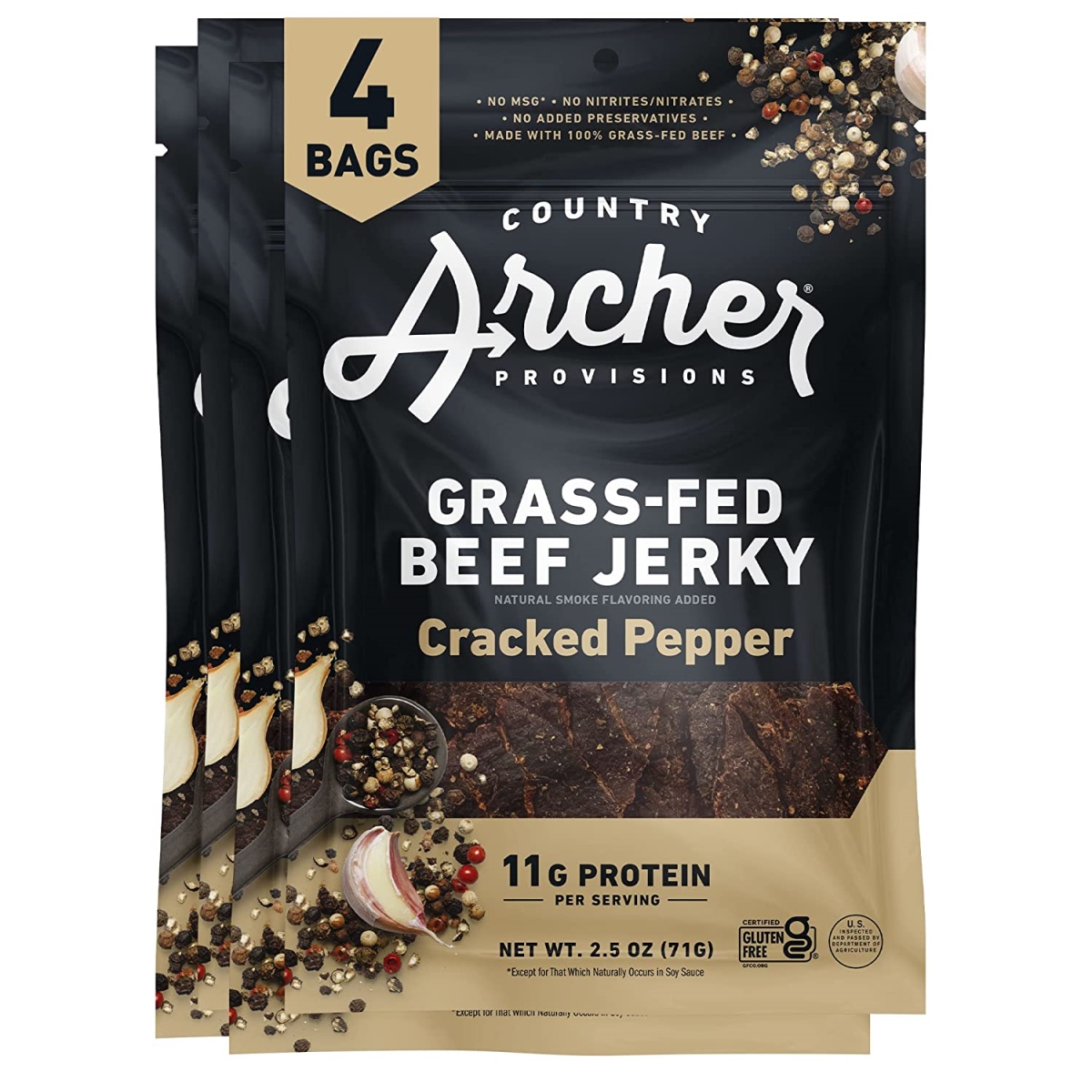 Picture of Country Archer 407795 2.5 oz Peppered Beef Chipotle Cracked Jerky - Pack of 12