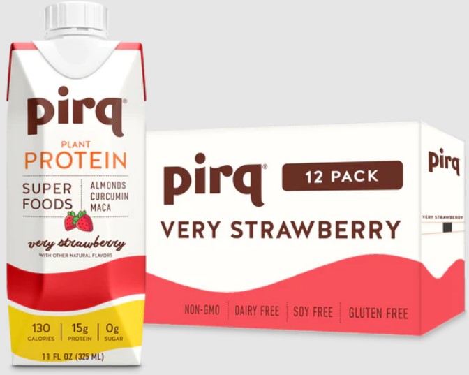 Picture of Pirq 399668 11 fl oz Plant Protein Very Strawberry Shake&#44; Pack of 12