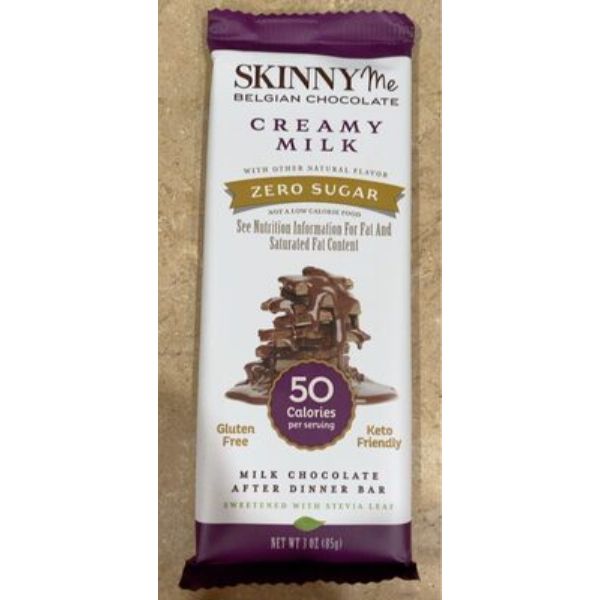 Picture of Skinnyme Chocolate 398959 3 oz Creamy Zero Sugar Milk Chocolate - Pack of 12