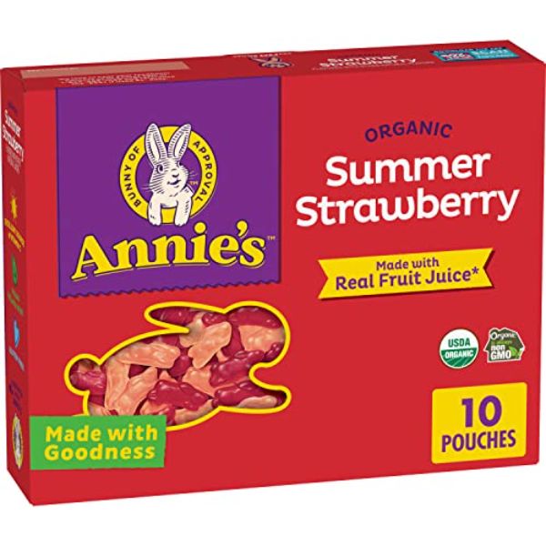 Picture of Annies Homegrown 390404 7 oz Organic Summer Strawberry Bunny Fruit Snacks - Pack of 8