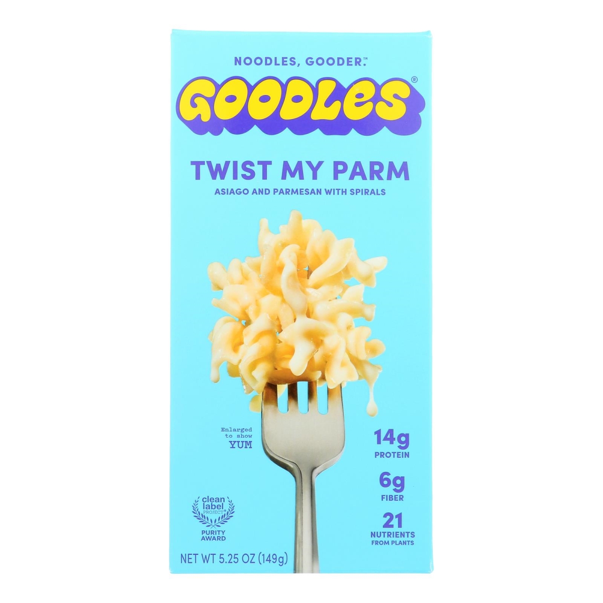 Picture of Goodles 2303233 5.25 oz Twist My Parm Asiago & Parmesan Protein Mac & Cheese - Pack of 12