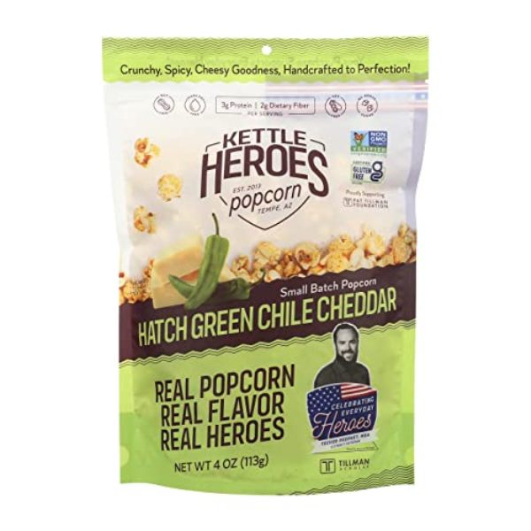 399216 4 oz Hatch Green Chile Cheddar Popcorn, Pack of 6 -  Kettle Heroes