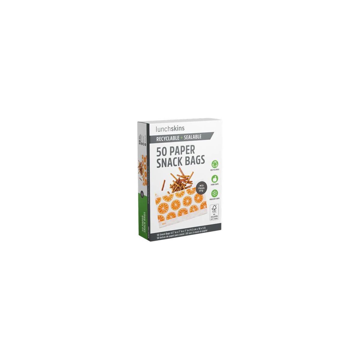 Picture of Lunchskins 2207201 Recyclable Orange Paper Snack Bags, 50 Piece - Pack of 12