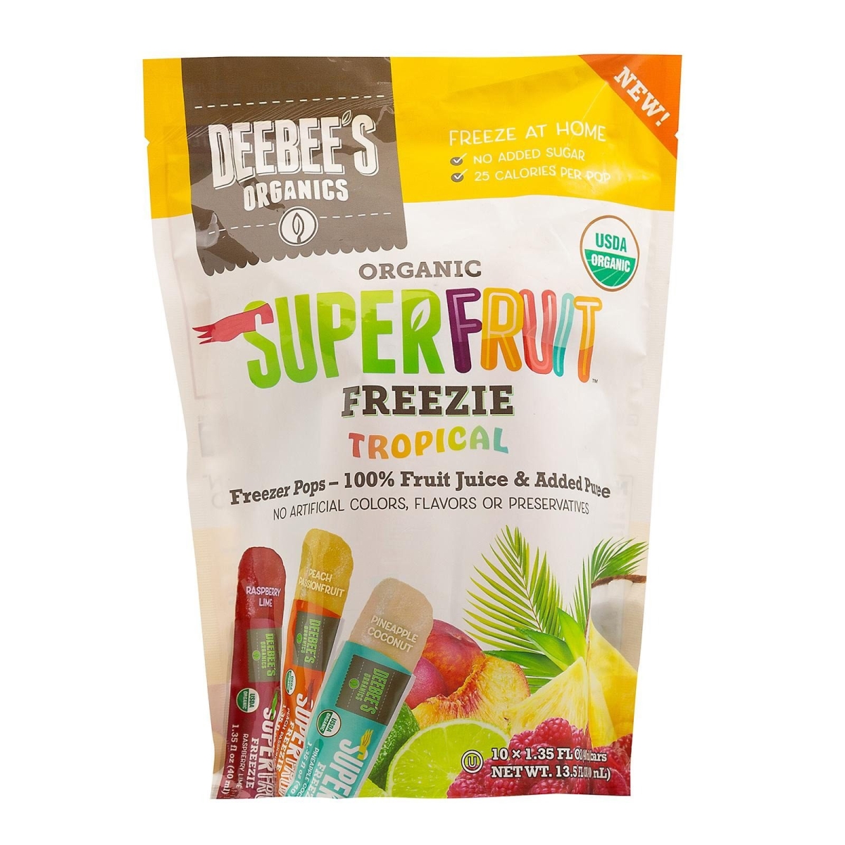 Picture of Deebees Organic 391643 13.5 oz Organic Tropical Freezepop Sticks&#44; Pack of 18