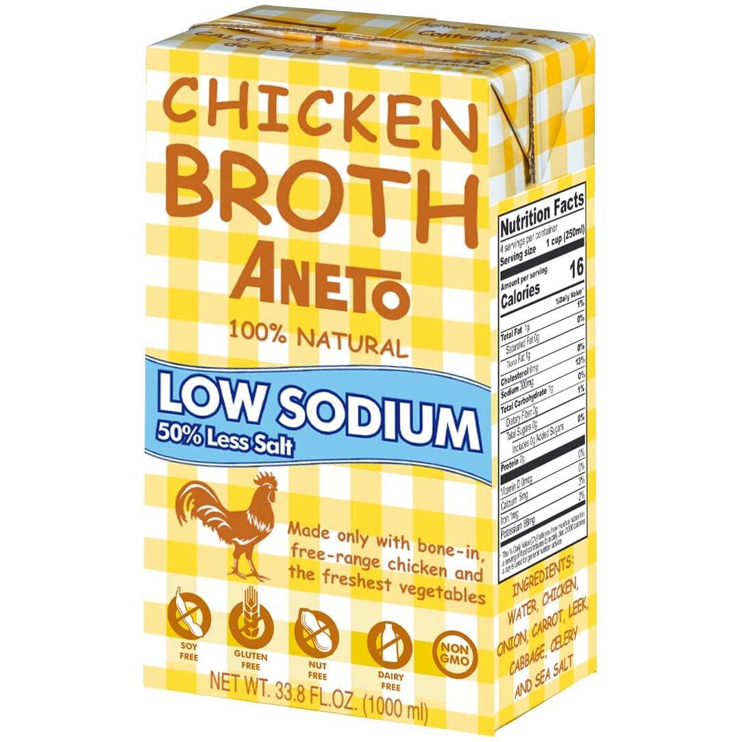 362863 1 Liter Low Sodium Chicken Broth Soup - Pack of 6