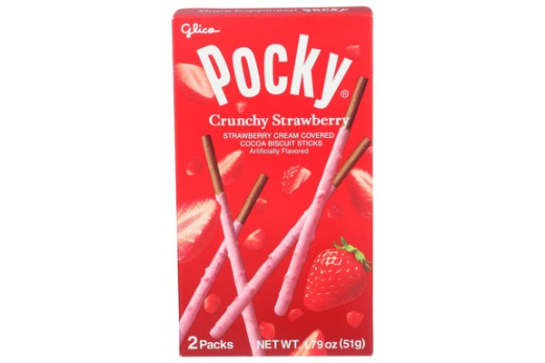 367740 1.79 oz Pocky Crunchy Strawberry Cream Covered Cocoa Biscuit Sticks - Case of 10