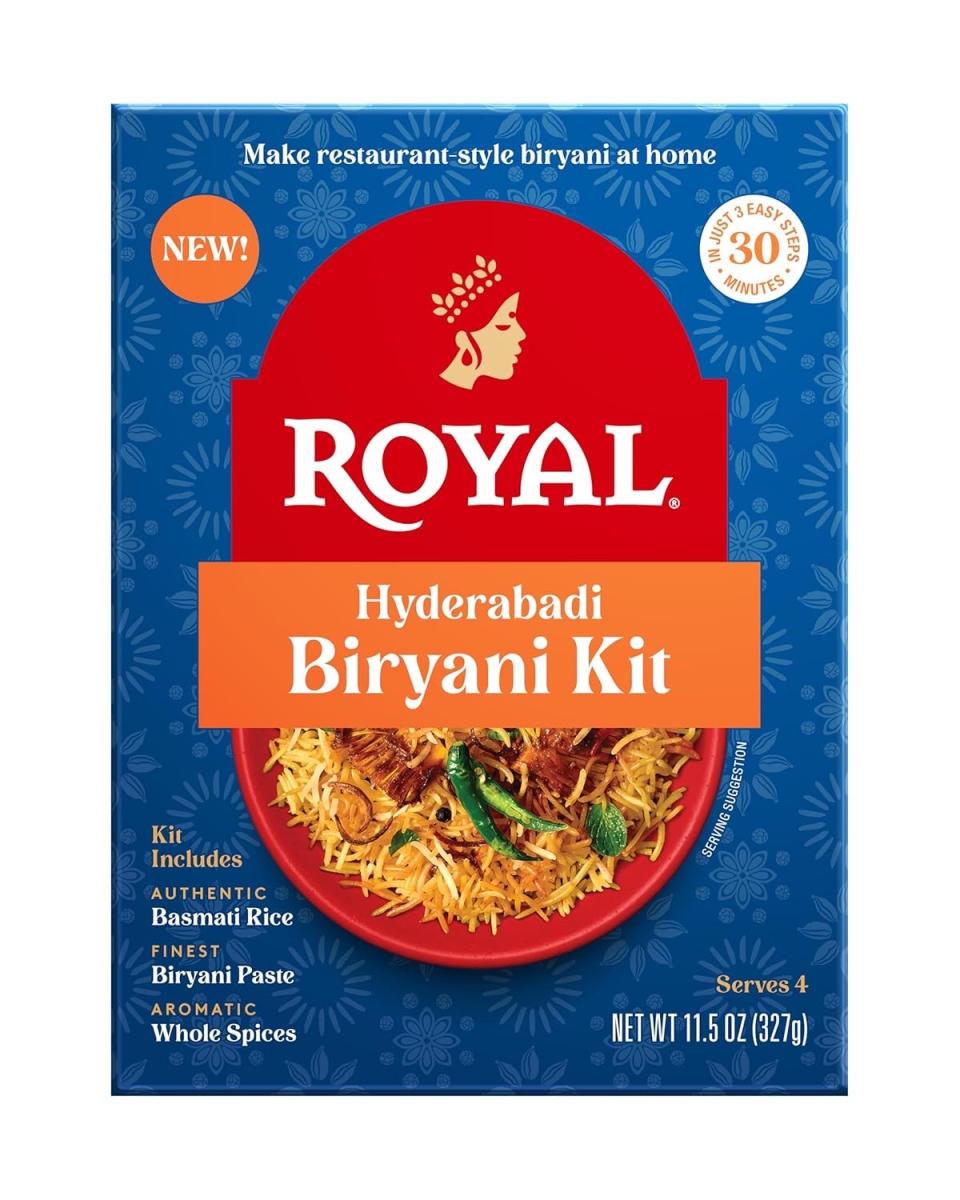 Royal 2419149 11.5 oz Hyderabadi Biryani Kit - Authentic White Basmati Rice, Biryani Paste & Whole Spices - Case of 6