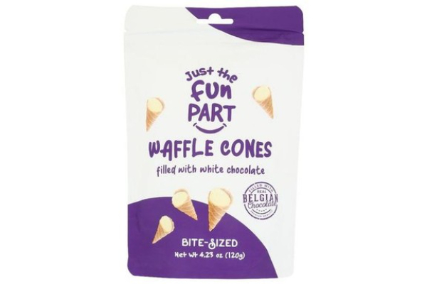 407444 4.23 oz Bite-Size Mini White Chocolate Filled Waffle Cones - Case of 6