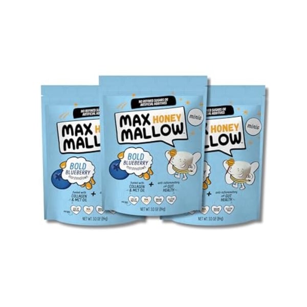 2502414 3.4 oz Max Mallow Bold Blueberry Mini Honey Marshmallows - Case of 6