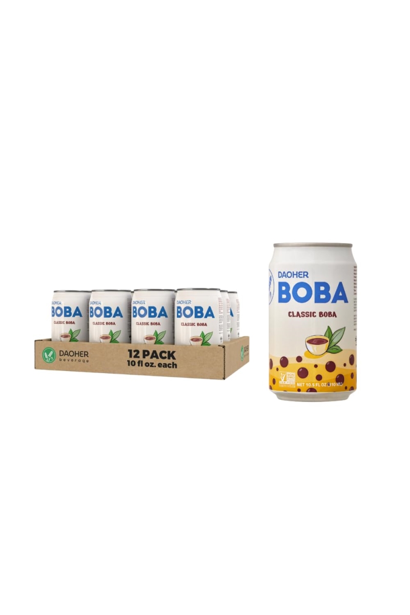 2201629 10.5 oz Premium Ready-to-Drink Classic Boba Milk Bubble Tea with Konjac Pearls - Case of 12