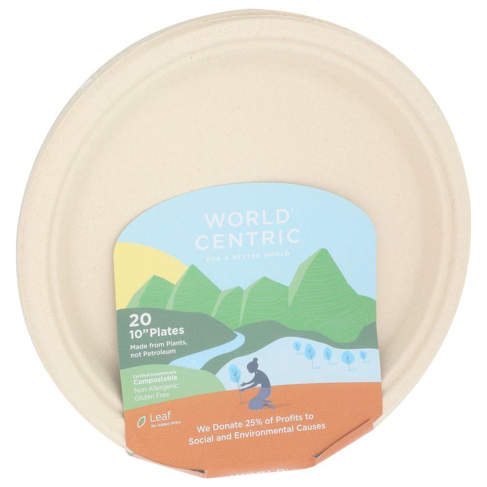 World Centric 10 in. Diameter Fiber Plates - Natural (20/Pack)