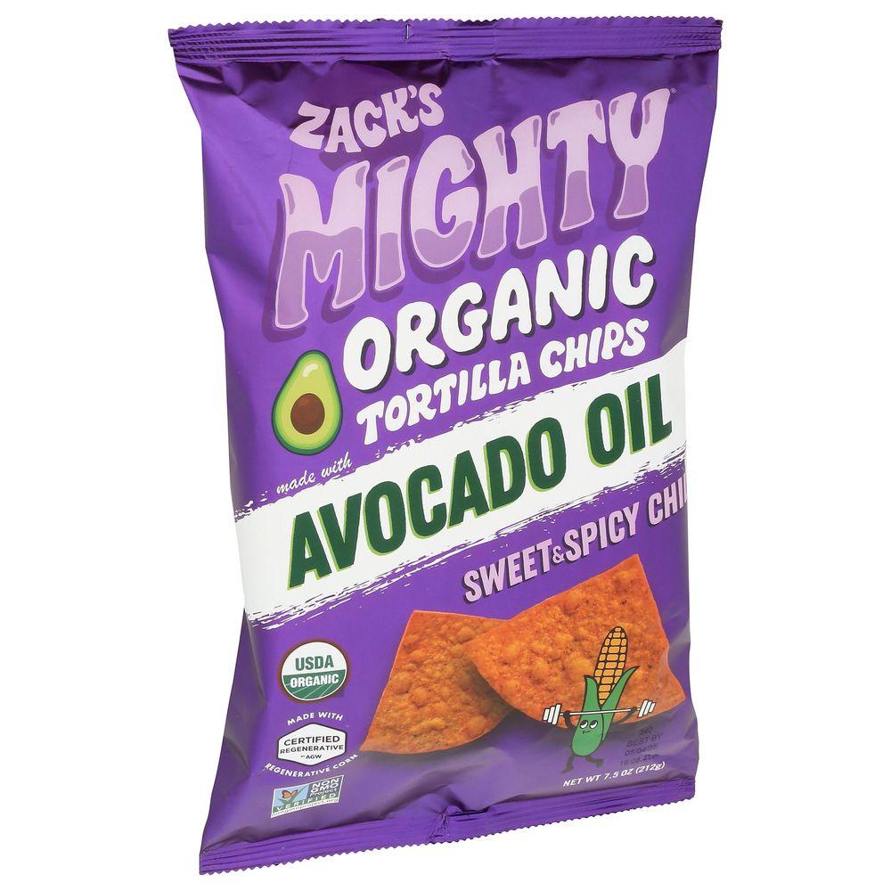 2420123 Mighty Organic Sweet & Spicy Chili Avocado Oil Tortilla Chips, 7.5 oz