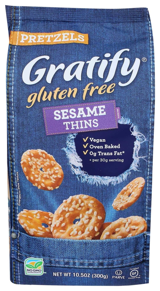 108306 10.5 oz Gluten Free Sesame Seed Pretzel Thins
