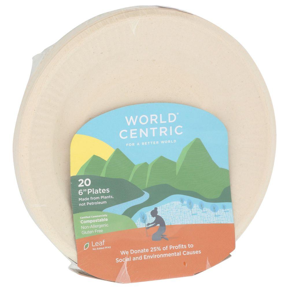 World Centric 6 in. Diameter Fiber Plates - Natural (20/Pack)