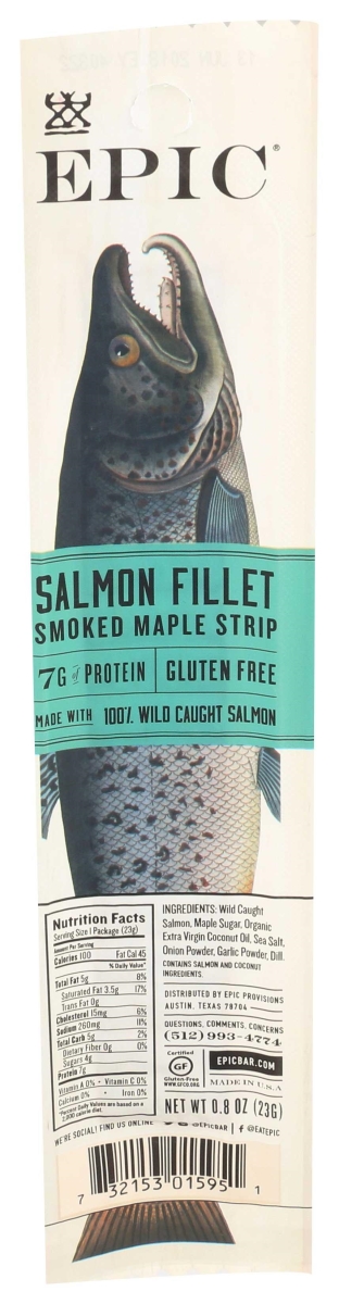 Epic 298443 0.8 oz Smoked Salmon Maple Fillet Strip