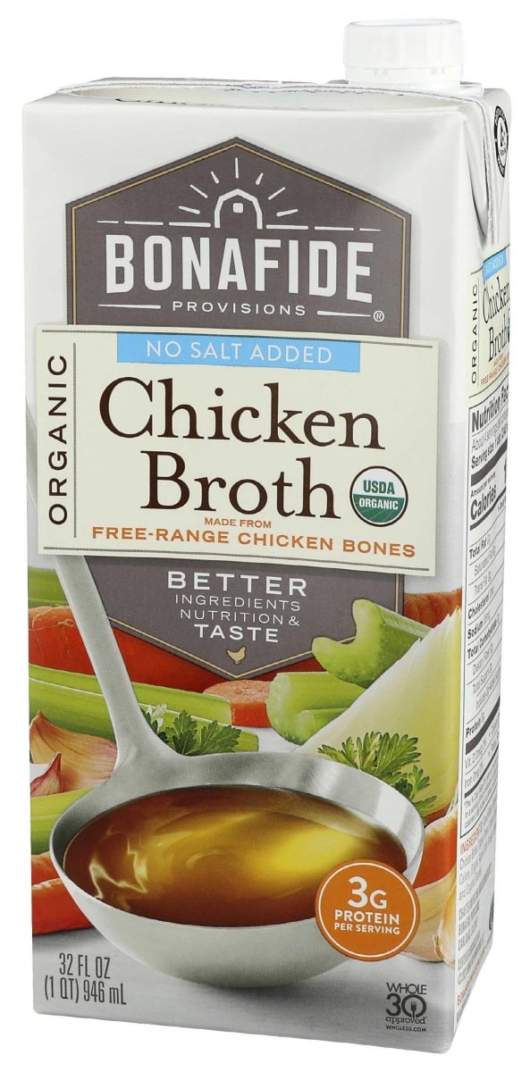 385168 Organic No Salt Added Chicken Broth, 32 oz