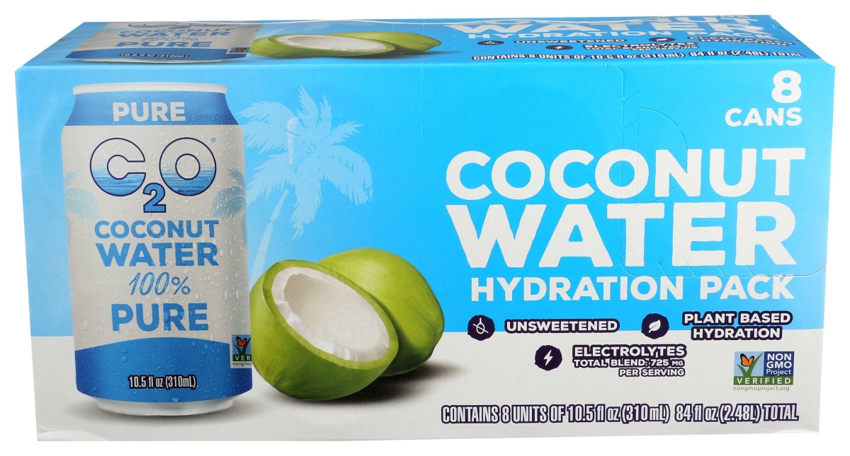 C2O 339324 10.5 fl oz Pure Coconut Water - Pack of 8