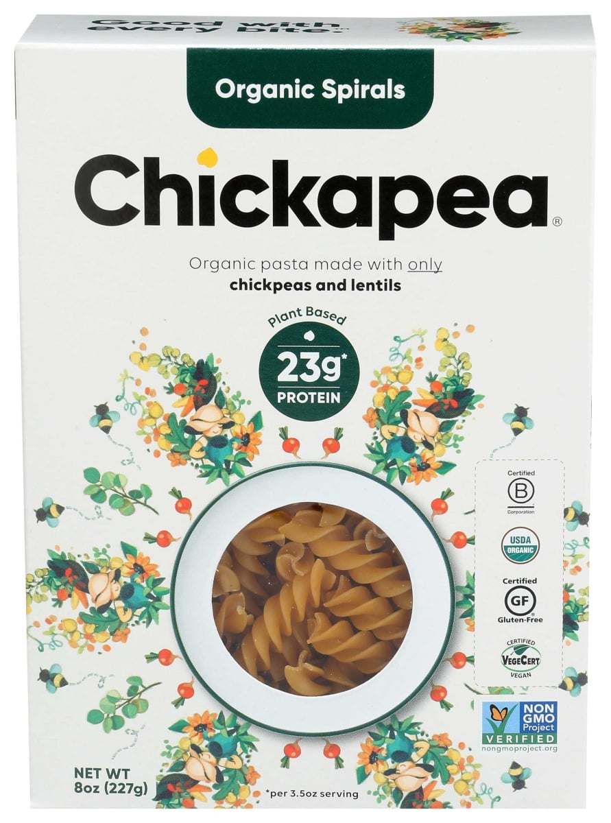 296256 Chickpea Organic Chickpeas & Lentils Spiral Pasta, 8 oz
