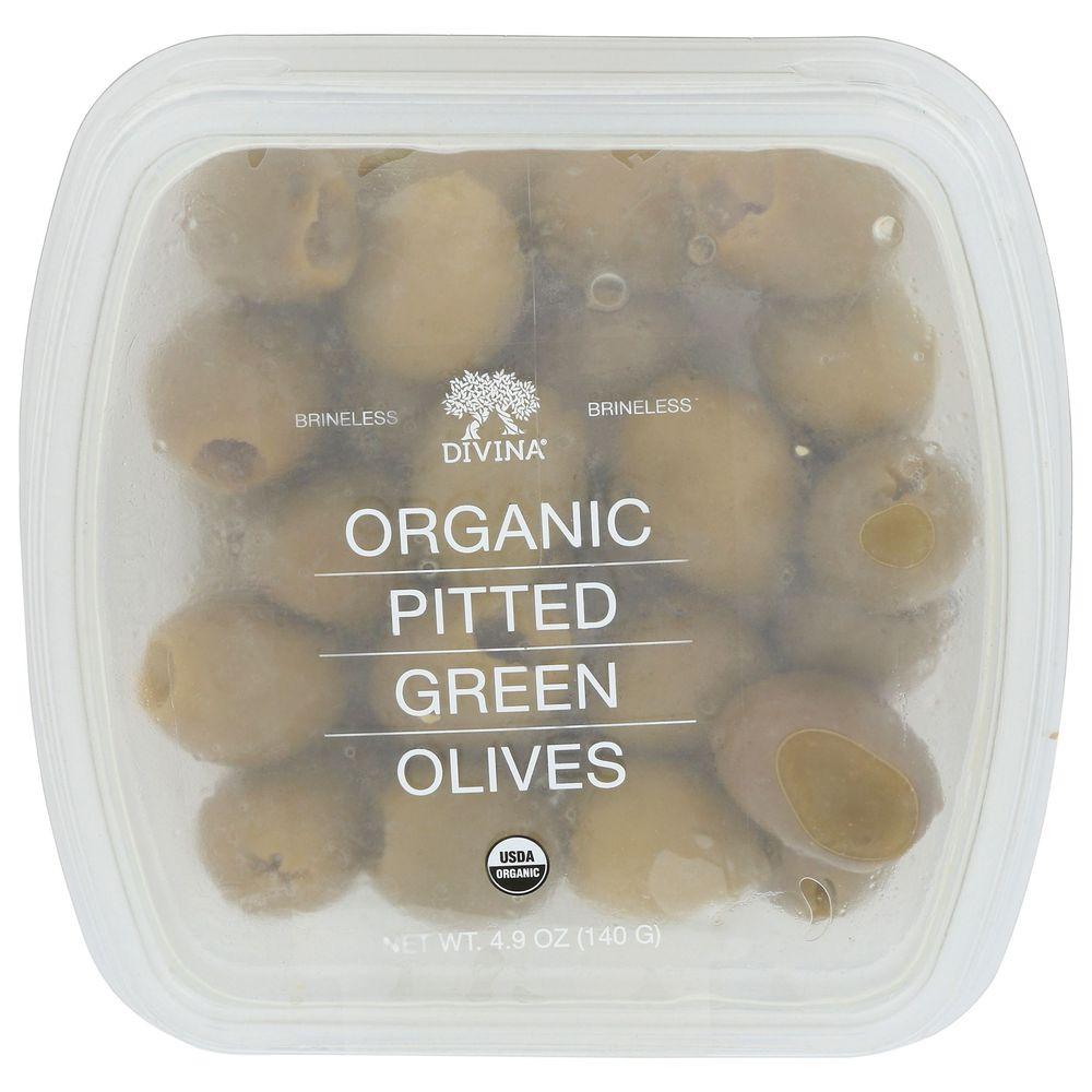 Divina 338875 4.9 oz Organic Pitted Green Olives