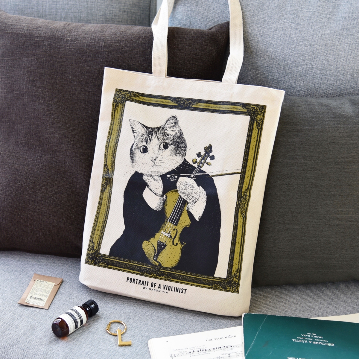 12 oz 100 Percent Cotton Violinist Tote Bag