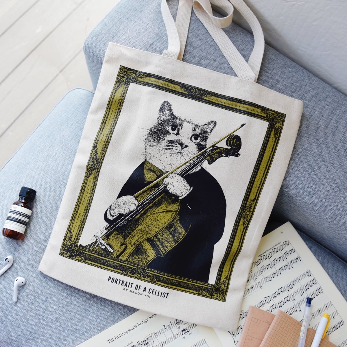 12 oz 100 Percent Cotton Cellist Tote Bag