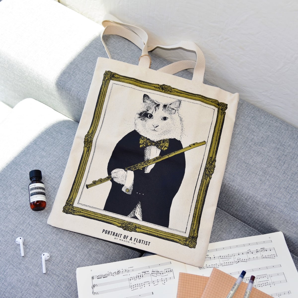 12 oz 100 Percent Cotton Flutist Tote Bag