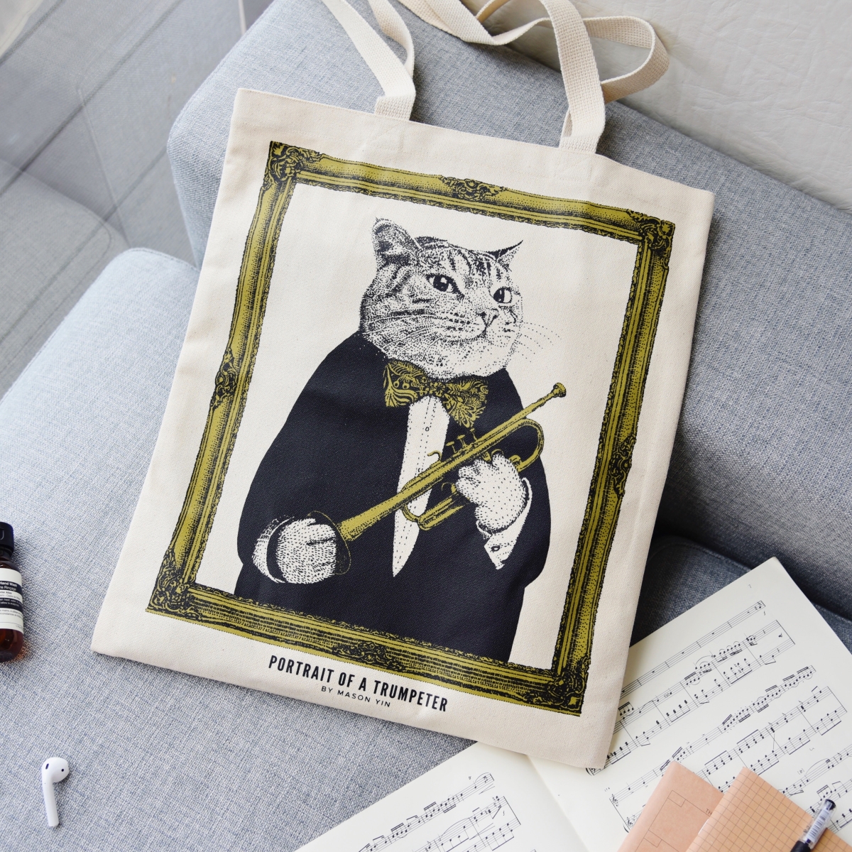 12 oz 100 Percent Cotton Trumpeter Tote Bag