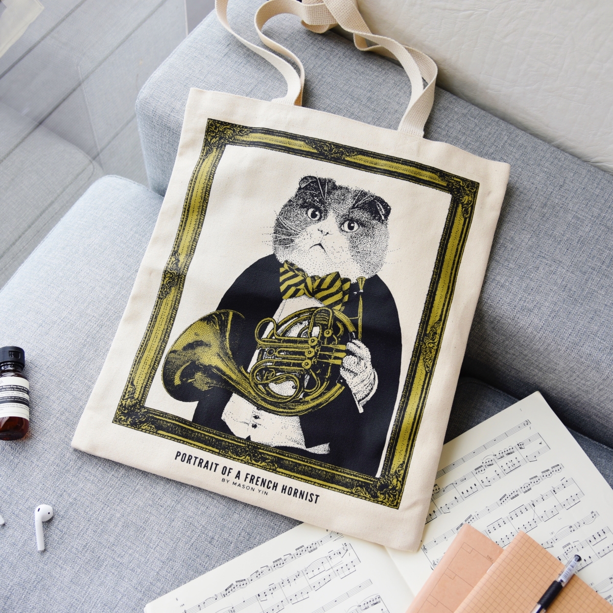 12 oz 100 Percent Cotton Hornist Tote Bag