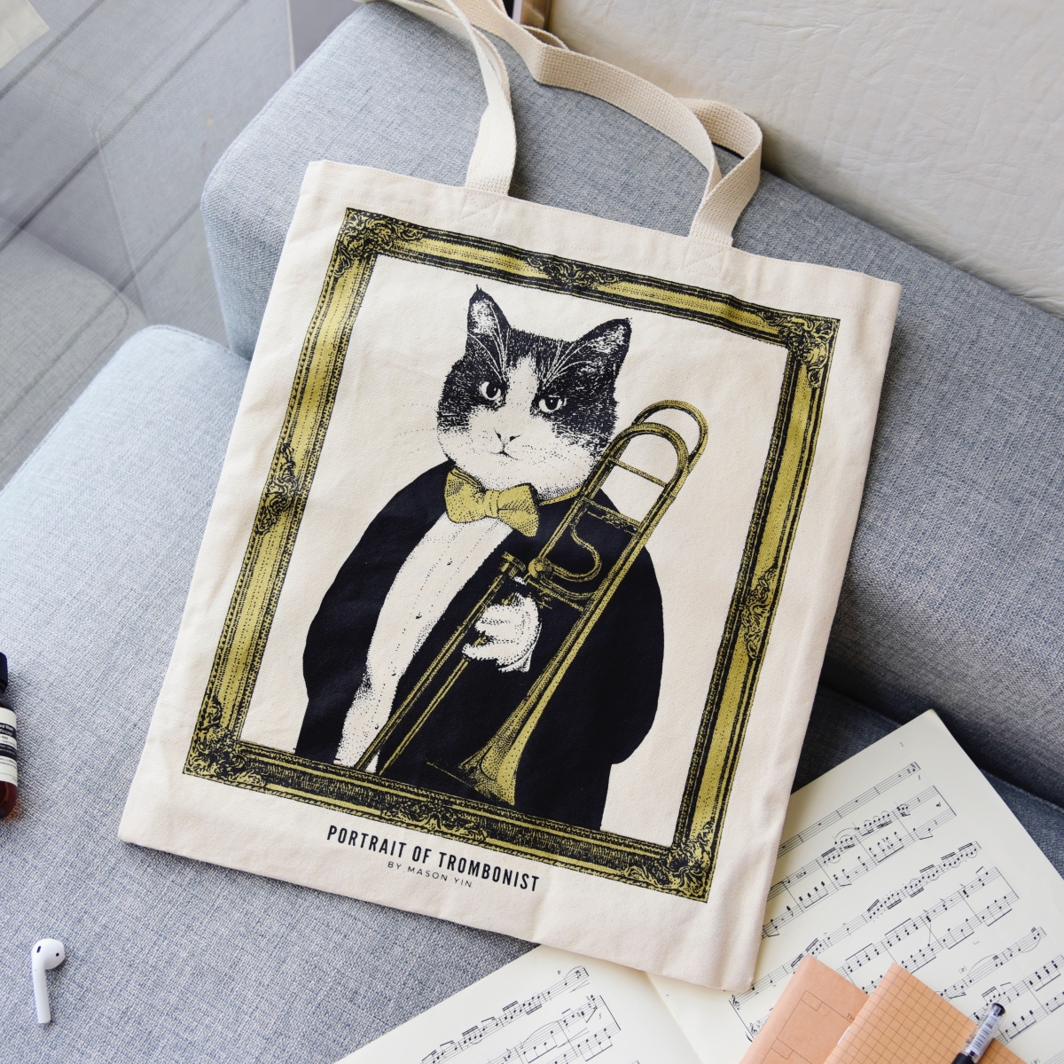 12 oz 100 Percent Cotton Trombonist Tote Bag