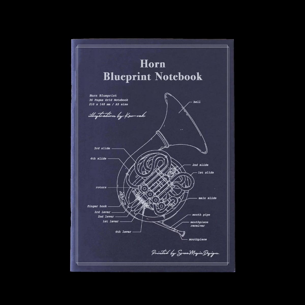 KN-002 14.8 x 21 cm Worlds First Music Horn Notebook