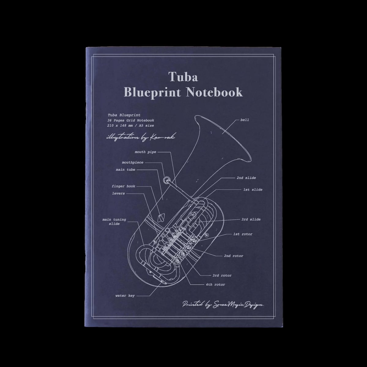 KN-004 14.8 x 21 cm Worlds First Music Tuba Notebook