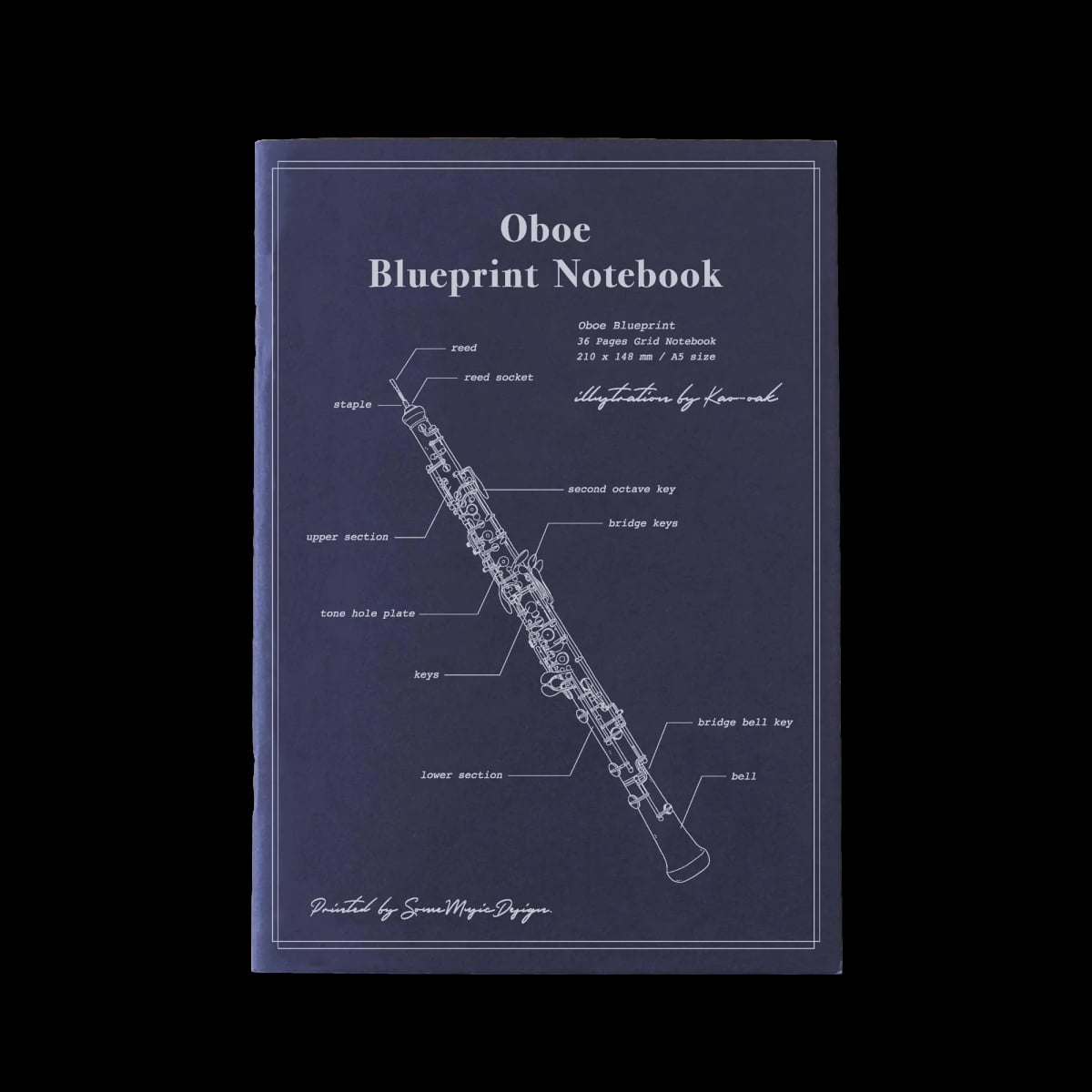 KN-007 14.8 x 21 cm Worlds First Music Oboe Notebook