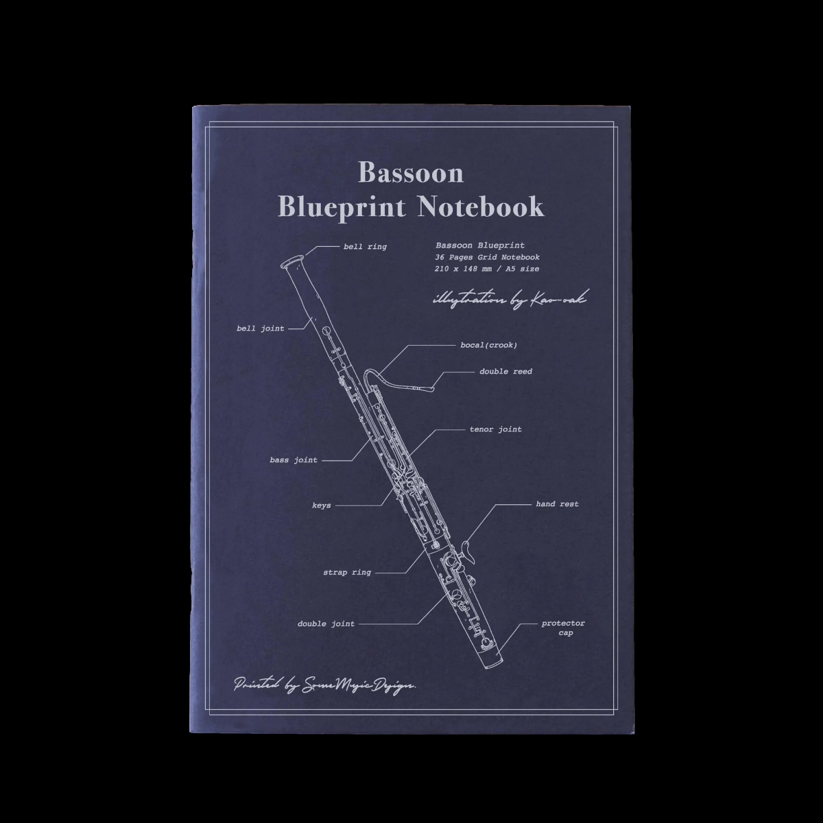 KN-008 14.8 x 21 cm Worlds First Music Bassoon Notebook