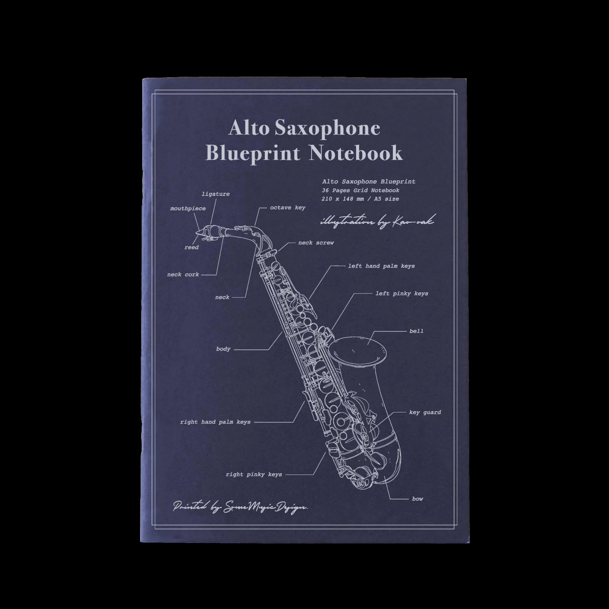KN-009 14.8 x 21 cm Worlds First Music Alto Saxophone Notebook