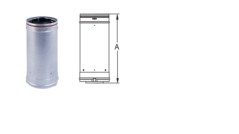 3 x 5 in. Concentric Vent Stainless Steel Inner Pipe - 6 in. Length