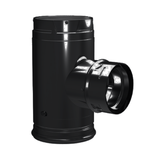 Picture of Dura Vent 4PVP-T3B1 4 in. Dia. Pellet Vent Pro Black Increaser Tee with Clean-Out Tee Cap&#44; Black