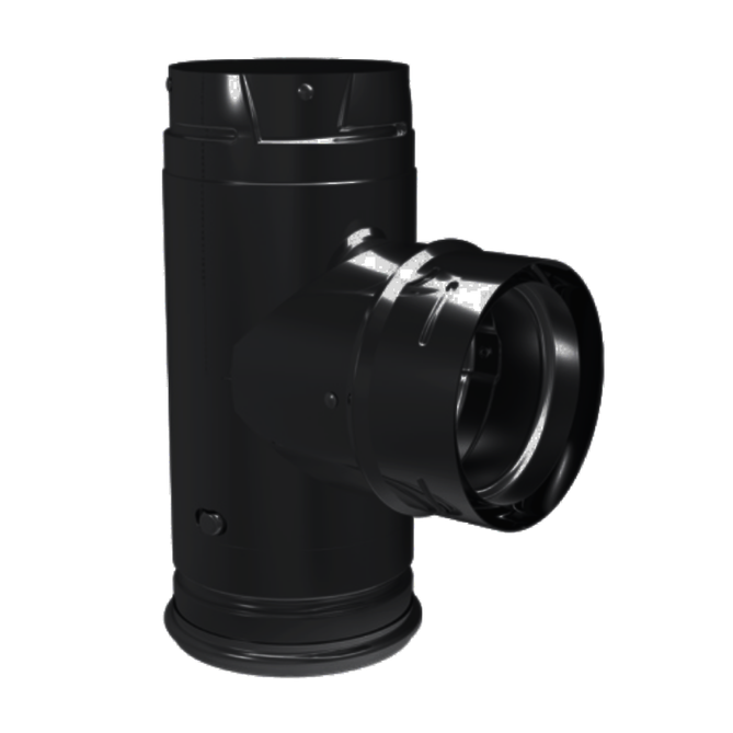 Picture of Dura Vent 4PVP-TB1 4 in. Dia. Pellet Vent Pro Single Tee with Clean-Out Tee Cap, Black