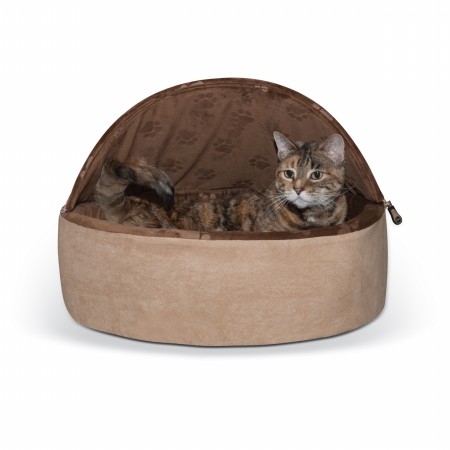 Picture of K&H Manufacturing 2997 Self Warming Hooded Kitty Bed&#44; Chocolate & Tan - Large & 20 in.