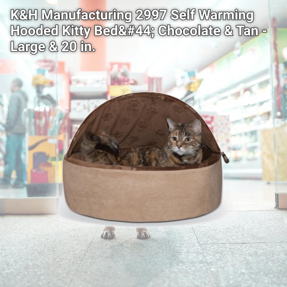 Picture of K&H Manufacturing 2997 Self Warming Hooded Kitty Bed&#44; Chocolate & Tan - Large & 20 in.