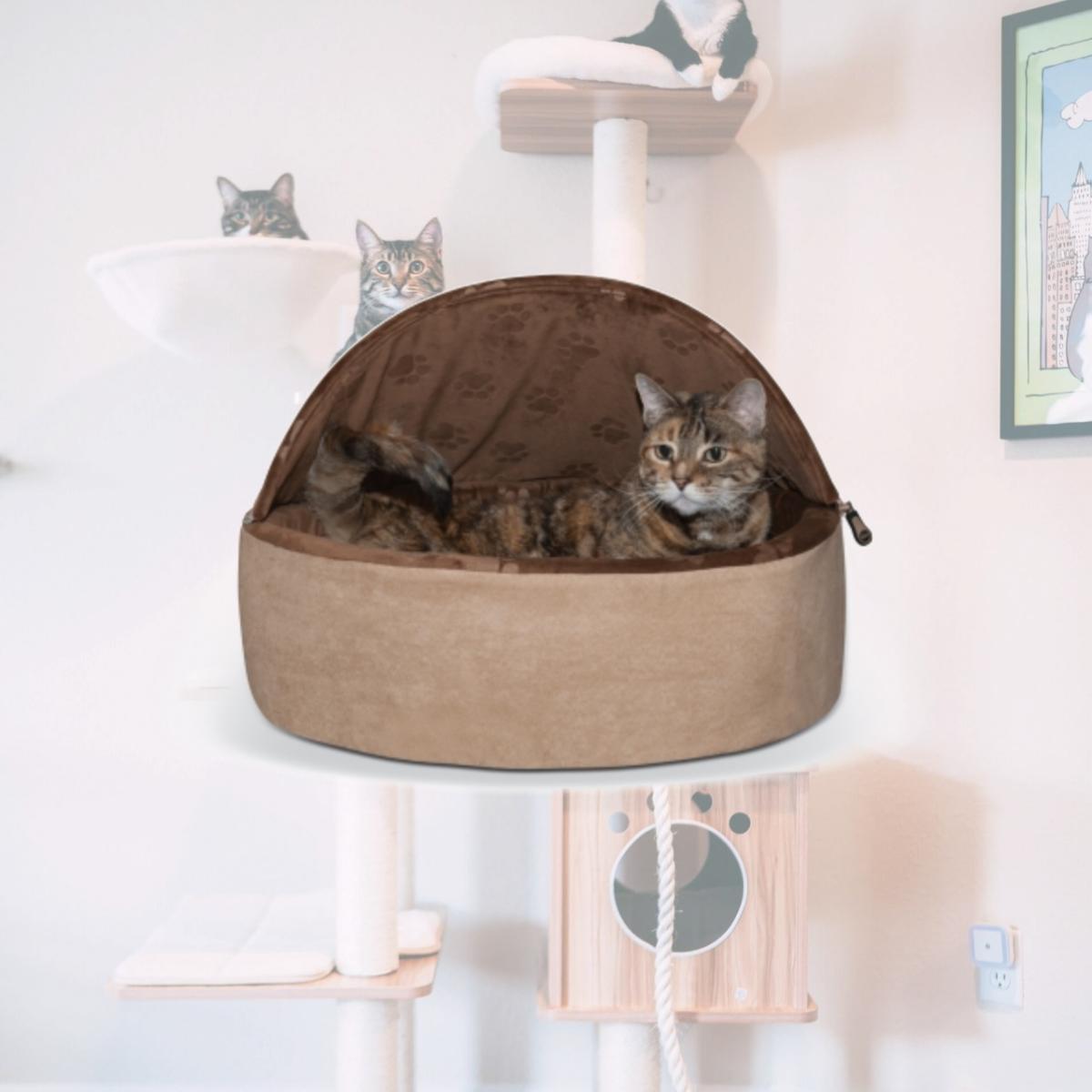 Picture of K&H Manufacturing 2997 Self Warming Hooded Kitty Bed&#44; Chocolate & Tan - Large & 20 in.